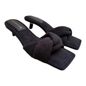 Good American Terry Kitten Heels Mules Size 9 Black Square Toe